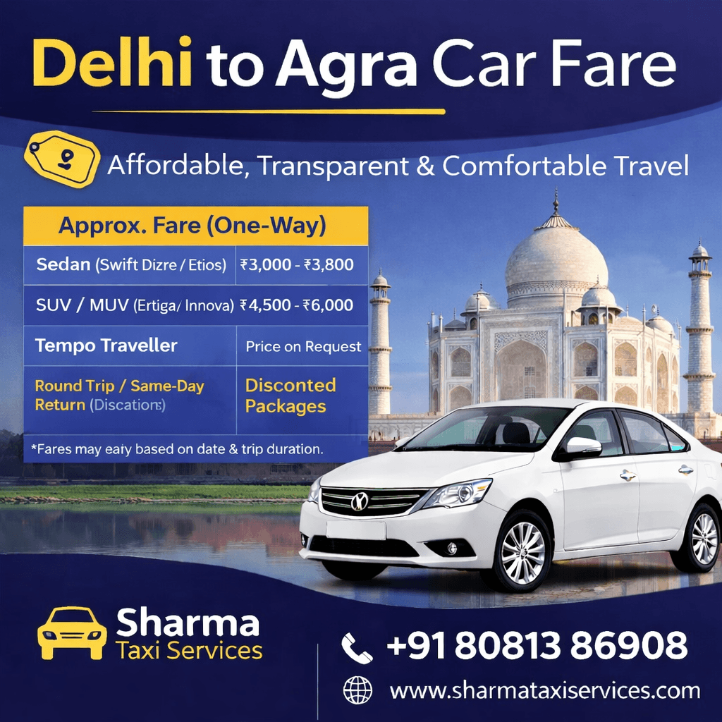 Delhi to agra car fare